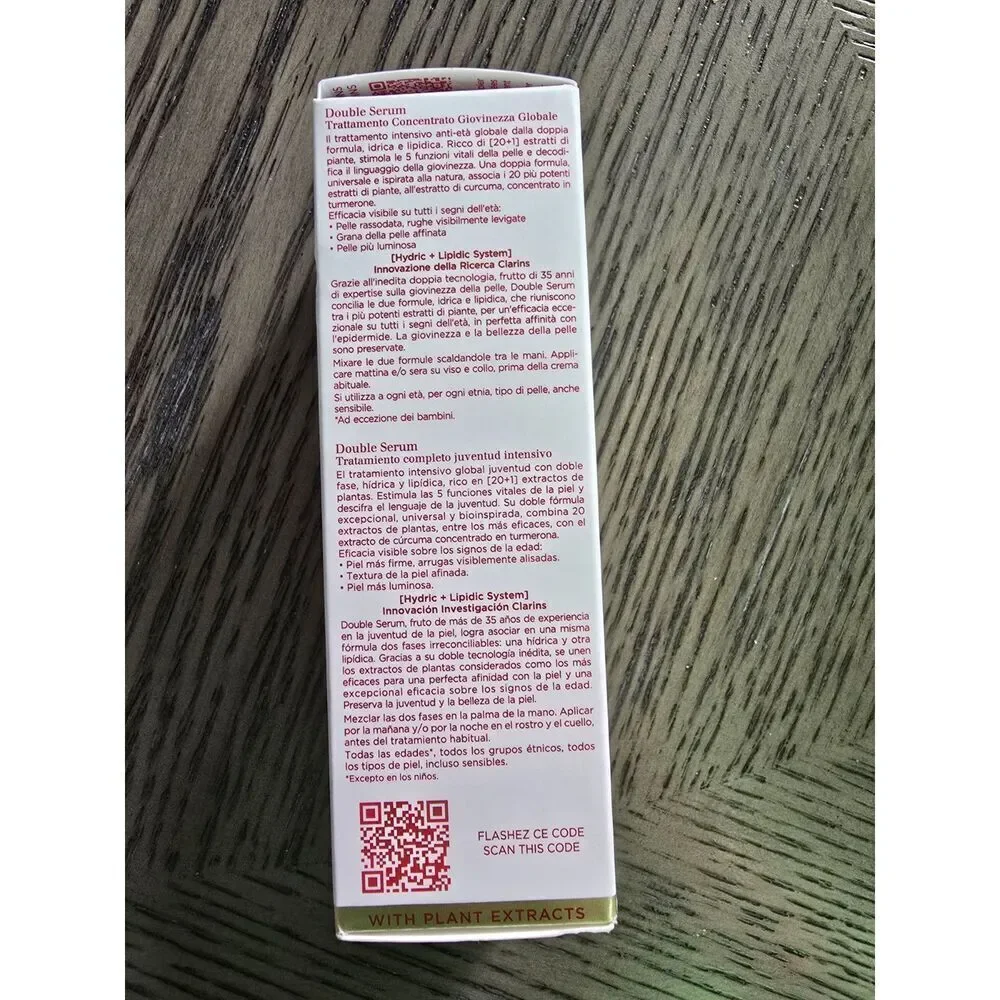 Clarins Double Serum Light Anti Aging Concentrate 1 OZ Hydric Lipidic System